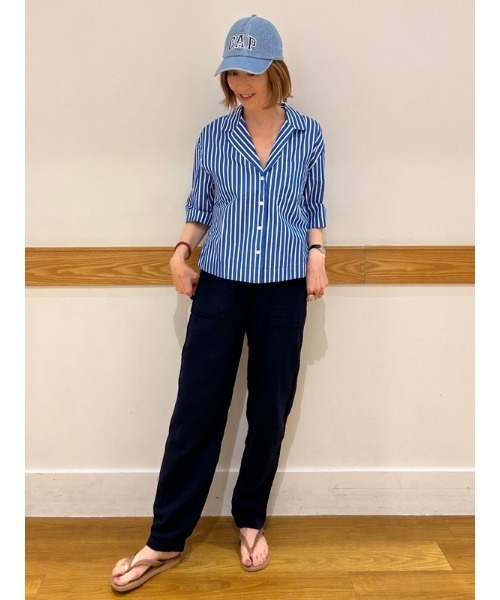 GAP シャツ ブラウス ストライプ クロップドシャツ レディース