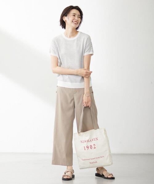 ニット セーター 「洗える・抗菌防臭」コットンアセテート ボーダー ドルマン ニット レディース J.PRESS ニット セーター 「洗える・抗菌防臭」コットン