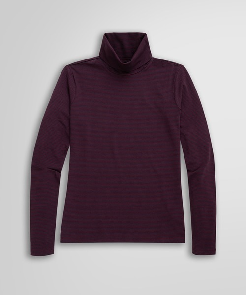 tシャツ ロングスリーブ ストライプ タートルネックシャツ レディース