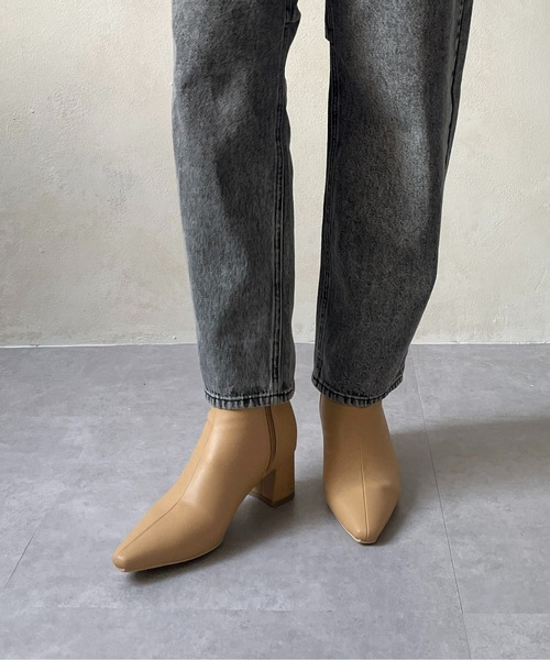 Thevon ブーツ ポインテッドストレッチショートブーツ