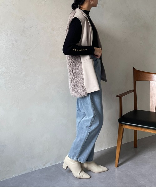 Thevon ブーツ ポインテッドストレッチショートブーツ