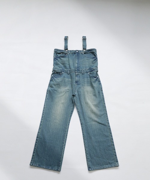 【新品】antiqua デニムサロペット オーバーオール ワイドパンツ 完売品 antiqua - antiqua patterntorso デニム ワイド サロペットの