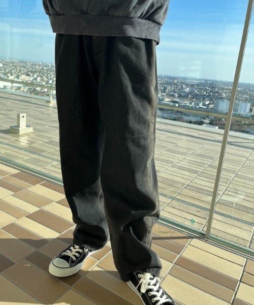 パンツ メンズ グラデーション 涼感 ワイドレッグ パンツ 2色 デニムパンツ メンズ ワイドパンツ グラデーション 7分丈