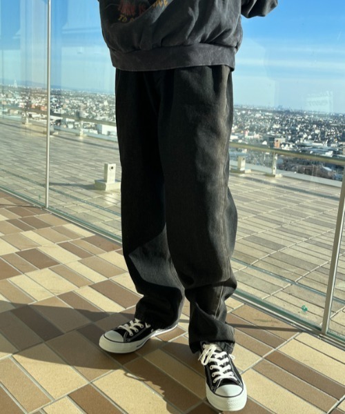 パンツ メンズ グラデーション 涼感 ワイドレッグ パンツ 2色 ジーンズ グラデーションサイドライン スプレープリント ワイド