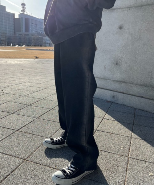 パンツ メンズ グラデーション 涼感 ワイドレッグ パンツ 2色 ジーンズ グラデーションサイドライン スプレープリント ワイド