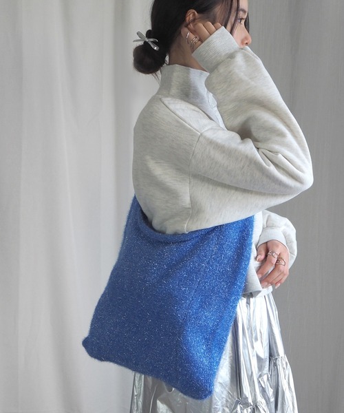 minia（ミニア） トートバッグ ラメシャギーニットトートバッグ