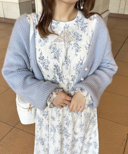 apres jour ワンピース フロントレースリボンフレアワンピース