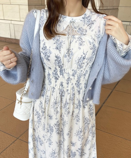 apres jour ワンピース フロントレースリボンフレアワンピース
