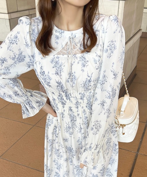 apres jour ワンピース フロントレースリボンフレアワンピース