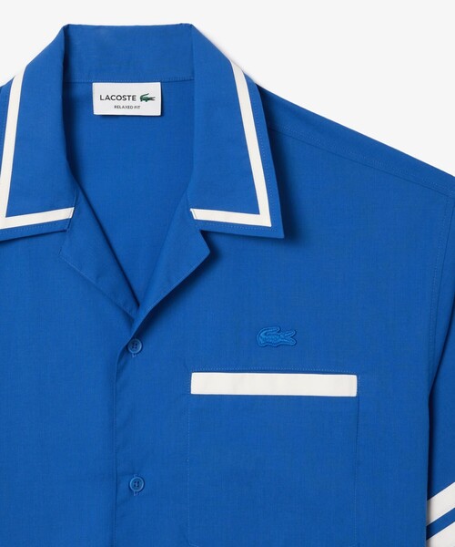 LACOSTE シャツ 配色ライン オーバーサイズ バックプリント