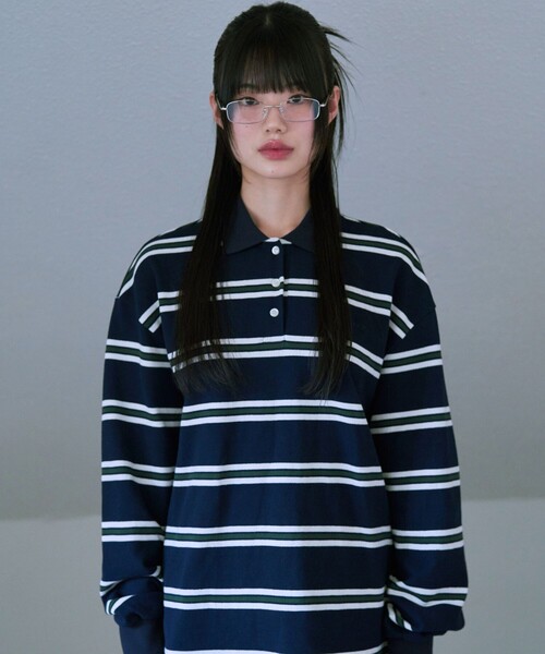 ポロシャツ ポロ FAD/エフエーディー STRIPE PIQUE SHIRTS/ ストライプピケシャツ レディース メンズ FREAK'S STORE ポロシャツ ポロ FAD/エフエーディー STRIPE