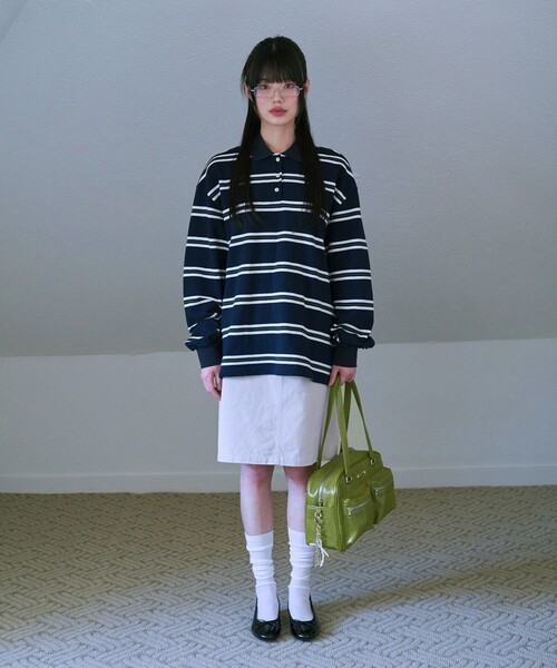 ポロシャツ ポロ FAD/エフエーディー STRIPE PIQUE SHIRTS/ ストライプピケシャツ レディース メンズ FREAK'S STORE ポロシャツ ポロ FAD/エフエーディー STRIPE