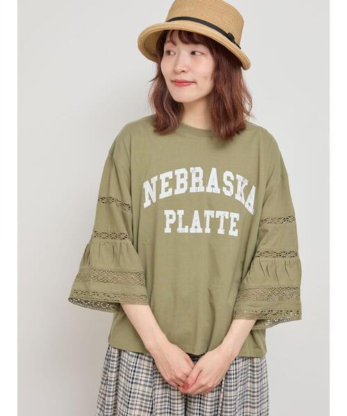 *フィラ* レース柄　Tシャツ トップス M ベージュ　新品未使用 2022春夏新作 レースTシャツ ブラウス パフスリーブ 半袖 花柄