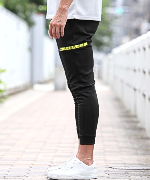 LUXSTYLE パンツ サイド蛍光ロゴテープジョガーパンツ メンズ