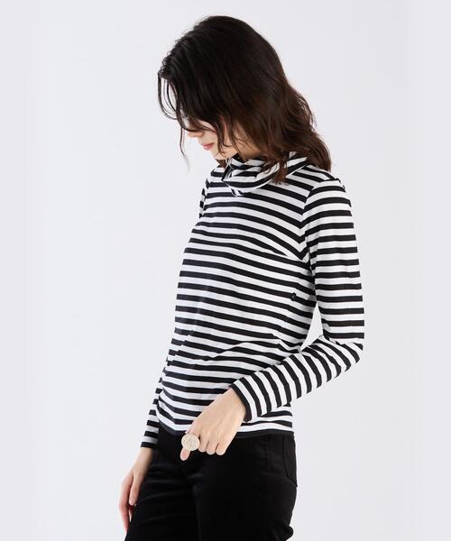 agnes b.（アニエスベー） tシャツ 細ボーダー タートルネック 長袖 T