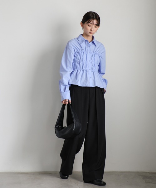 新品タグ付❤️ m's select シャーリングブラウス select MOCA（セレクトモカ） ブラウス シャツ シャーリングブラウス