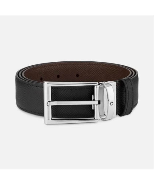 MONTBLANC 黒 レザーベルト ホースシューバックル ブラック/ブラウン リバーシブルレザー