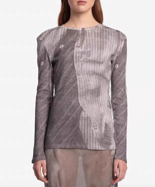 tシャツ asymmetry stripe cut pullover レディース
