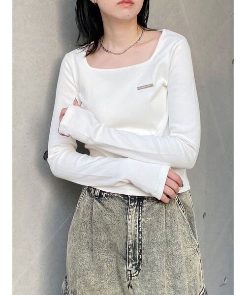 MURUA（ムルーア） tシャツ プレートクロップドトップス レディース