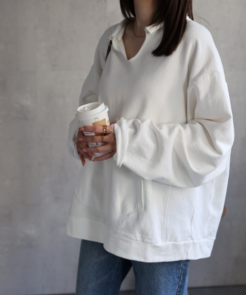 トレーナー スウェット 「ユニセックス」フロントポケットキーネックプルオーバー/トップス レディース メンズ | CREARE -LINO- | 08