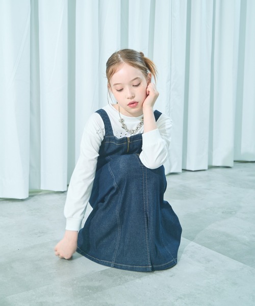 KINDER SALMON ワンピース 美品 フェミニン デニムワンピース 綿 KINDER SALMON ワンピース 美品 フェミニン デニムワンピース 綿