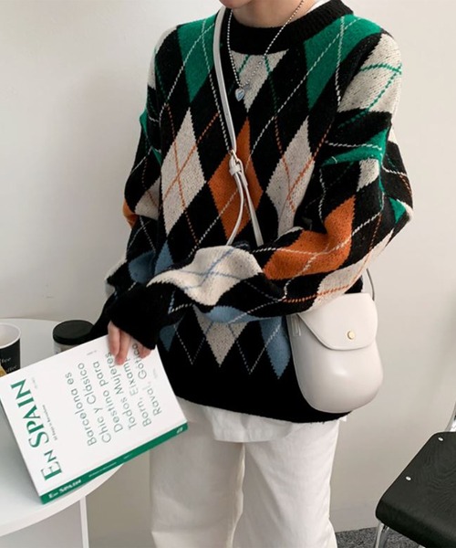 「me+em select」 長袖ニット FREE カーキ レディース_画像3