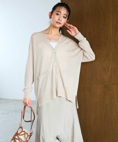2025Cloth&Crossコットンブレンド ニットカーディガン ハグオーワー CROSS FUNCTION（クロスファンクション） カーディガン 「洗える」サマ
