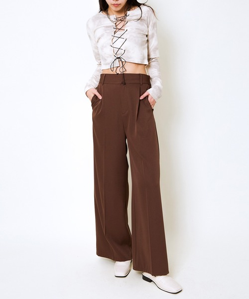 tシャツ 「編み上げ×ラメアクセント」レディース クロップドトップス