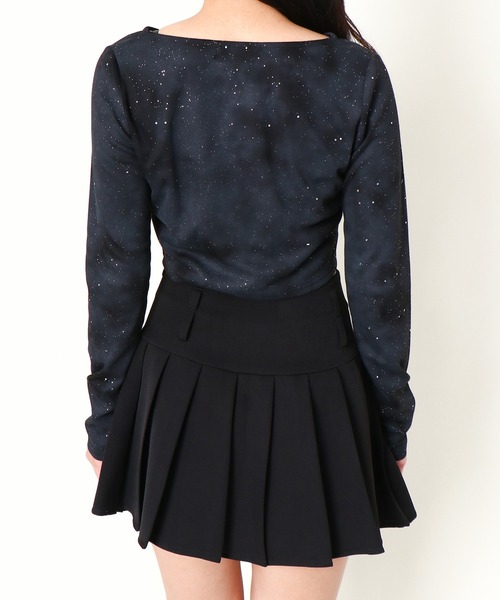 tシャツ 「編み上げ×ラメアクセント」レディース クロップドトップス