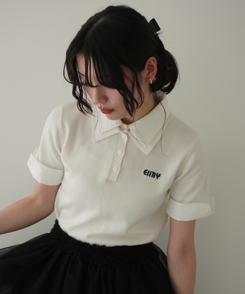 eimy istoire ニット セーター ハーフスリーブダブルカラー