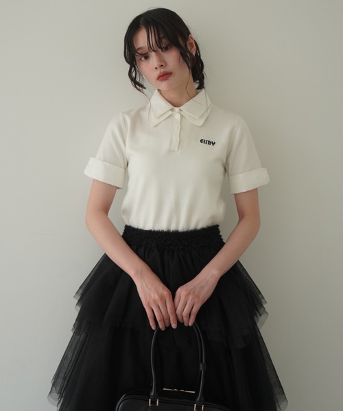 ダブルカラーデザインニット(F BEIGE): TOPS