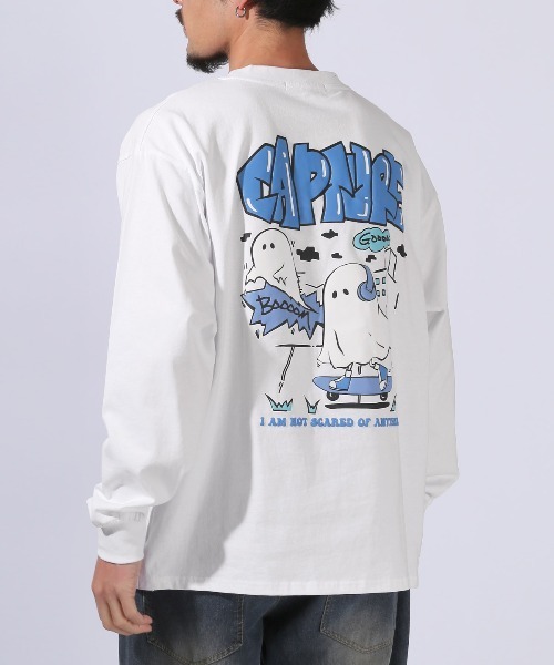 LUXSTYLE tシャツ おばけグラフィック発泡プリントロンT メンズ