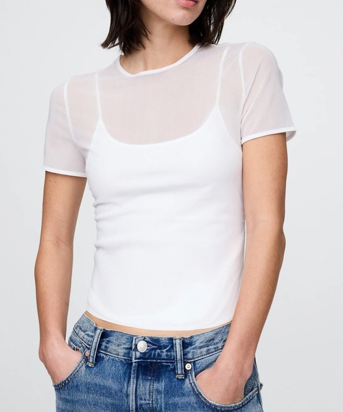 GAP tシャツ メッシュ クロップドTシャツ レディース : ZOZOTOWN Yahoo