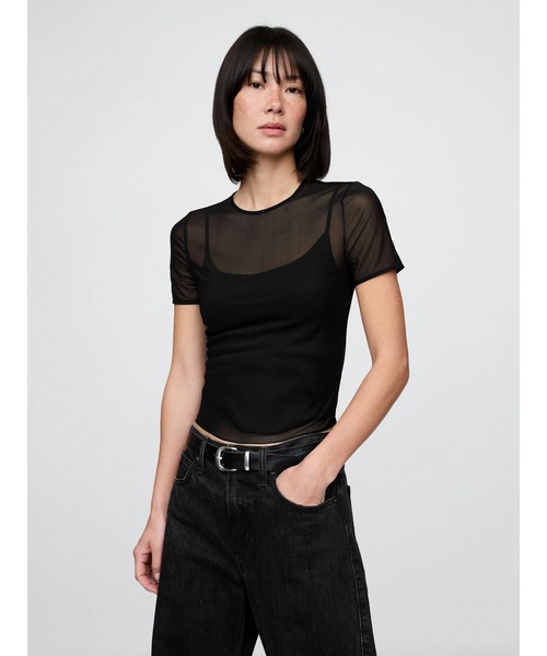 GAP tシャツ メッシュ クロップドTシャツ レディース : ZOZOTOWN Yahoo