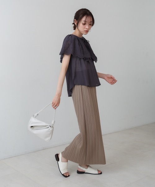 BAB ブラウス シャツ コットンボイルパンチングレースブラウス