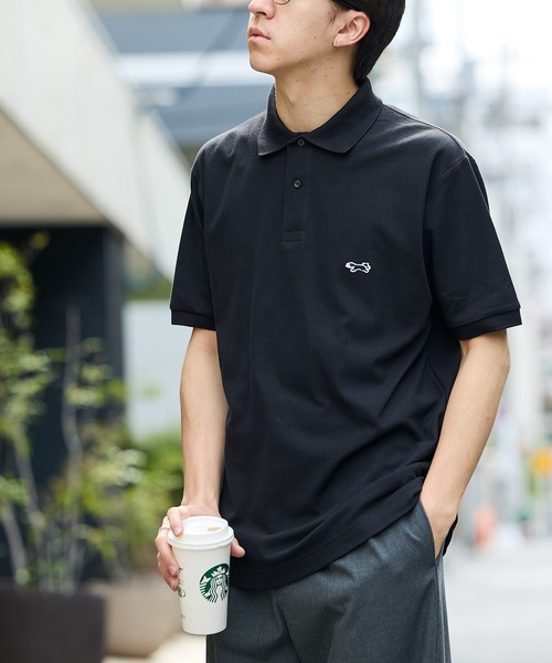 BEFTEY 1995ロゴ ポロシャツ 黒 茶色 BEFTEY 1995ロゴ ポロシャツ 黒 茶色