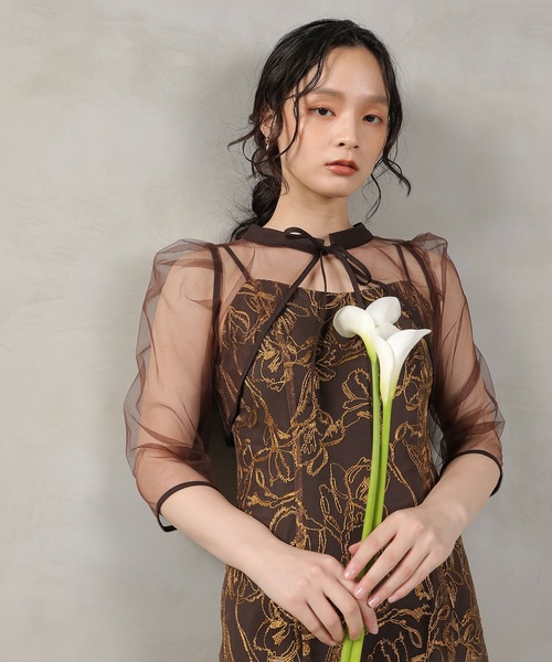 Kana ドレス チュールボレロ 花柄刺繍キャミワンピース 2点セット