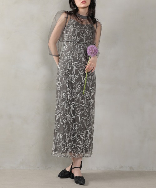 Kana ドレス チュールボレロ 花柄刺繍キャミワンピース 2点セット