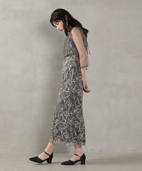 Kana ドレス チュールボレロ 花柄刺繍キャミワンピース 2点セット