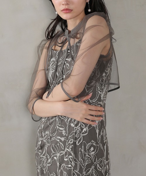 Kana ドレス チュールボレロ 花柄刺繍キャミワンピース 2点セット