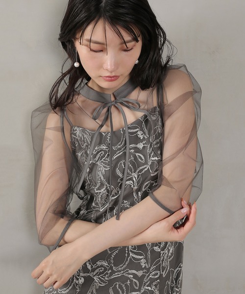 Kana ドレス チュールボレロ 花柄刺繍キャミワンピース 2点セット