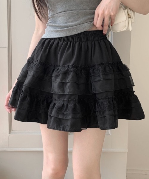 Riff（リフ） スカート 2段レースフリルミニスカート : ZOZOTOWN Yahoo