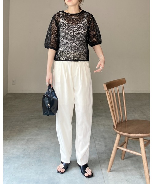 She's Closet ブラウス シャツ パフスリーブ半袖ショート丈