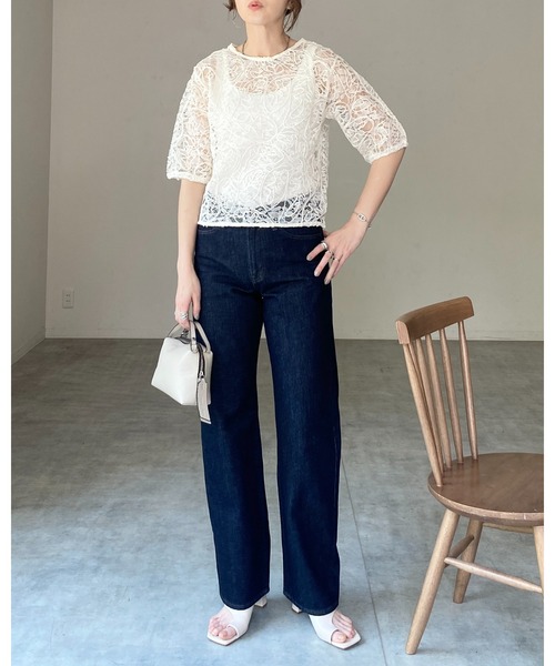 She's Closet ブラウス シャツ パフスリーブ半袖ショート丈
