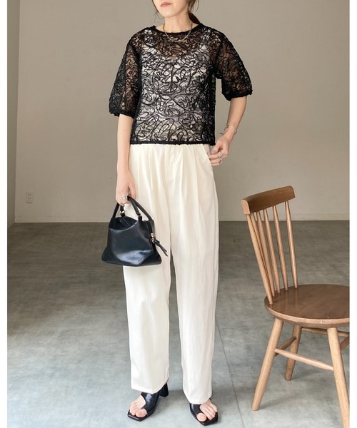 She's Closet ブラウス シャツ パフスリーブ半袖ショート丈