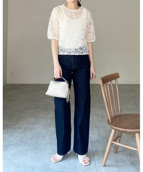 She's Closet ブラウス シャツ パフスリーブ半袖ショート丈
