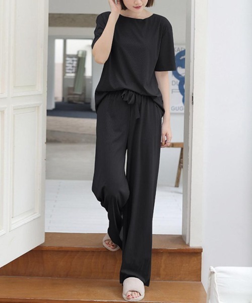 zimmerli × SWISS 航空 パジャマ・ルームウェア半袖茶・長ズボン黒 パジャマ ルームウェア サラサラで軽量が心地よいイージーケアなのに高