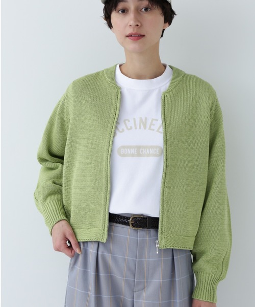 「human woman」 ニットカーディガン LARGE ブルー レディース