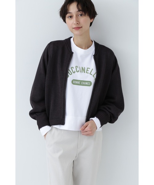 「human woman」 ニットカーディガン LARGE ブルー レディース