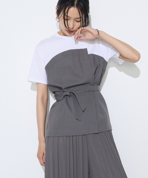 tシャツ コンパクトクールローレル天竺 ビスチェレイヤード風カットソー レディース
